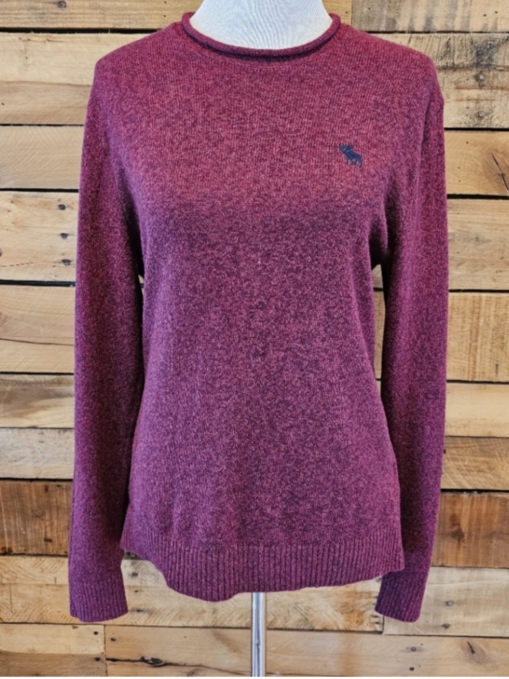Abercrombie & Fitch cotton roll neck sweater heathered burgundy size S